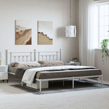 Vidaxl bedframe met hoofdbord metaal wit 193x203 cm