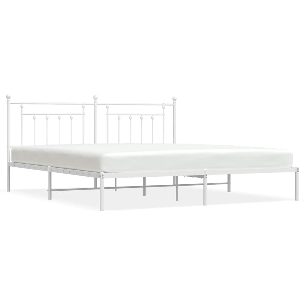 Vidaxl bedframe met hoofdbord metaal wit 200x200 cm