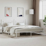 Vidaxl bedframe met hoofdbord metaal wit 200x200 cm