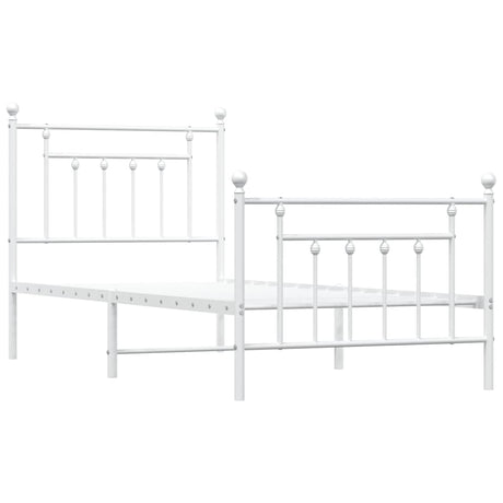 Vidaxl bedframe met hoofd- en voeteneinde metaal wit 90x200 cm