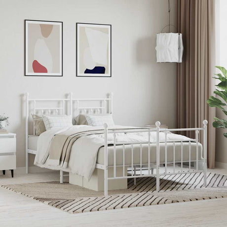 Vidaxl bedframe met hoofd- en voeteneinde metaal wit 120 x 190 cm