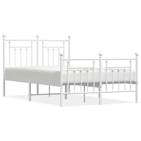 Vidaxl bedframe met hoofd- en voeteneinde metaal wit 135x190 cm