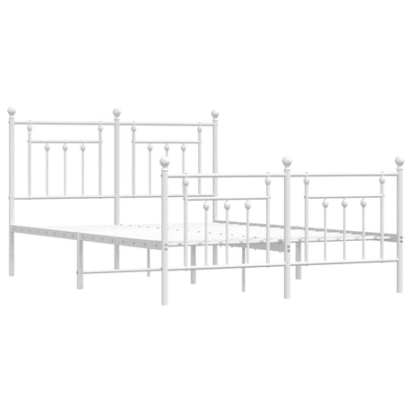 Vidaxl bedframe met hoofd- en voeteneinde metaal wit 140x190 cm