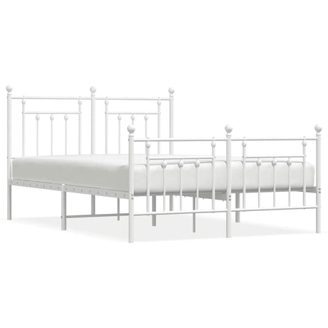 Vidaxl bedframe met hoofd- en voeteneinde metaal wit 140x200 cm