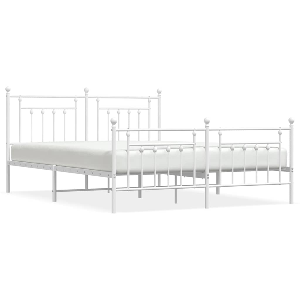 Vidaxl bedframe met hoofd- en voeteneinde metaal wit 183x213 cm