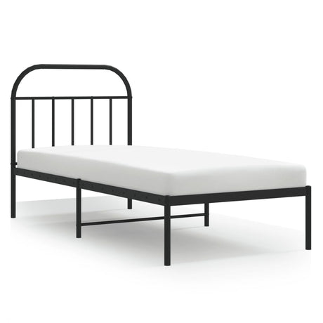 Vidaxl bedframe met hoofdbord metaal zwart 90x190 cm