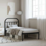 Vidaxl bedframe met hoofdbord metaal zwart 90x200 cm