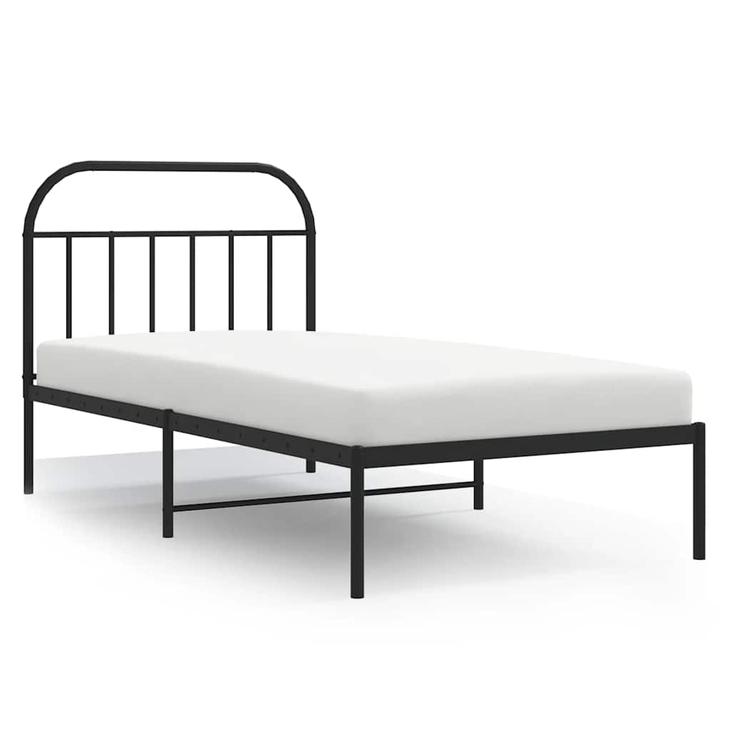 Vidaxl bedframe met hoofdbord metaal zwart 100x190 cm