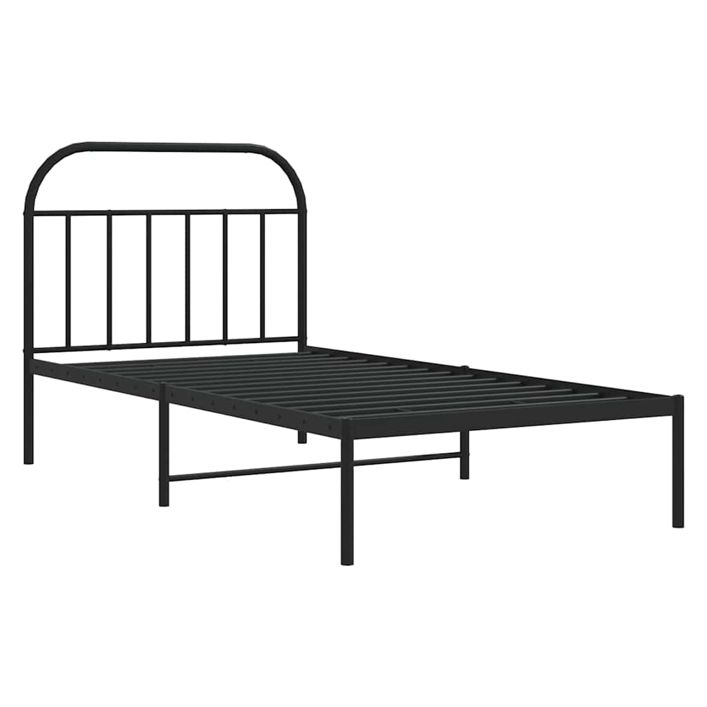 Vidaxl bedframe met hoofdbord metaal zwart 100x190 cm