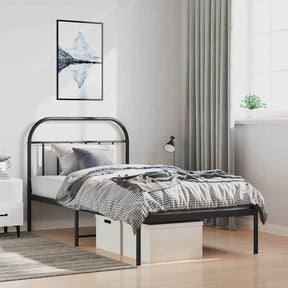 Vidaxl bedframe met hoofdbord metaal zwart 100x190 cm