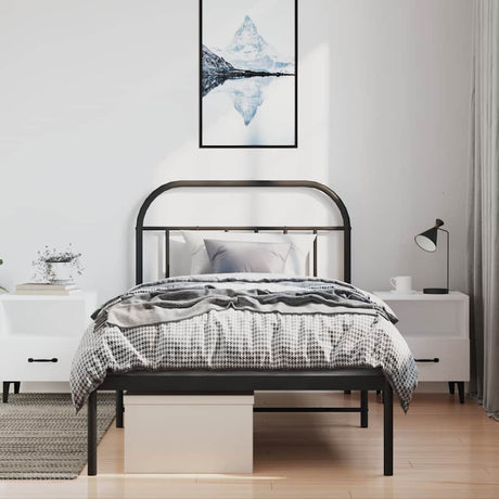 Vidaxl bedframe met hoofdbord metaal zwart 100x200 cm