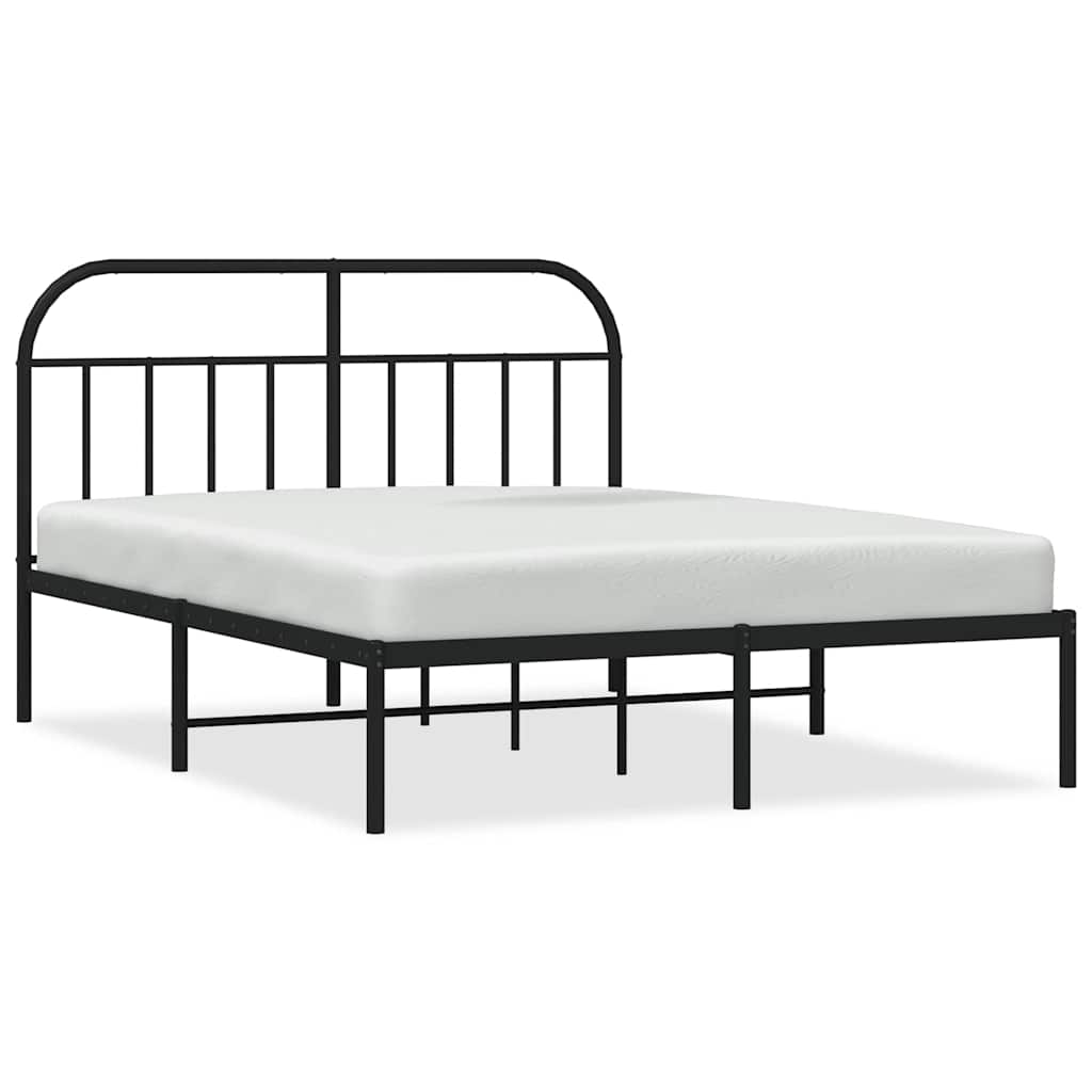 Vidaxl bedframe met hoofdbord metaal zwart 135x190 cm