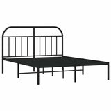 Vidaxl bedframe met hoofdbord metaal zwart 135x190 cm