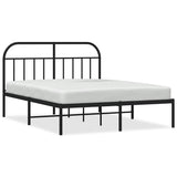 Vidaxl bedframe met hoofdbord metaal zwart 140x190 cm