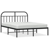 Vidaxl bedframe met hoofdbord metaal zwart 140x200 cm