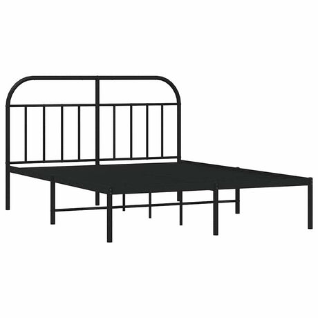 Vidaxl bedframe met hoofdbord metaal zwart 150x200 cm