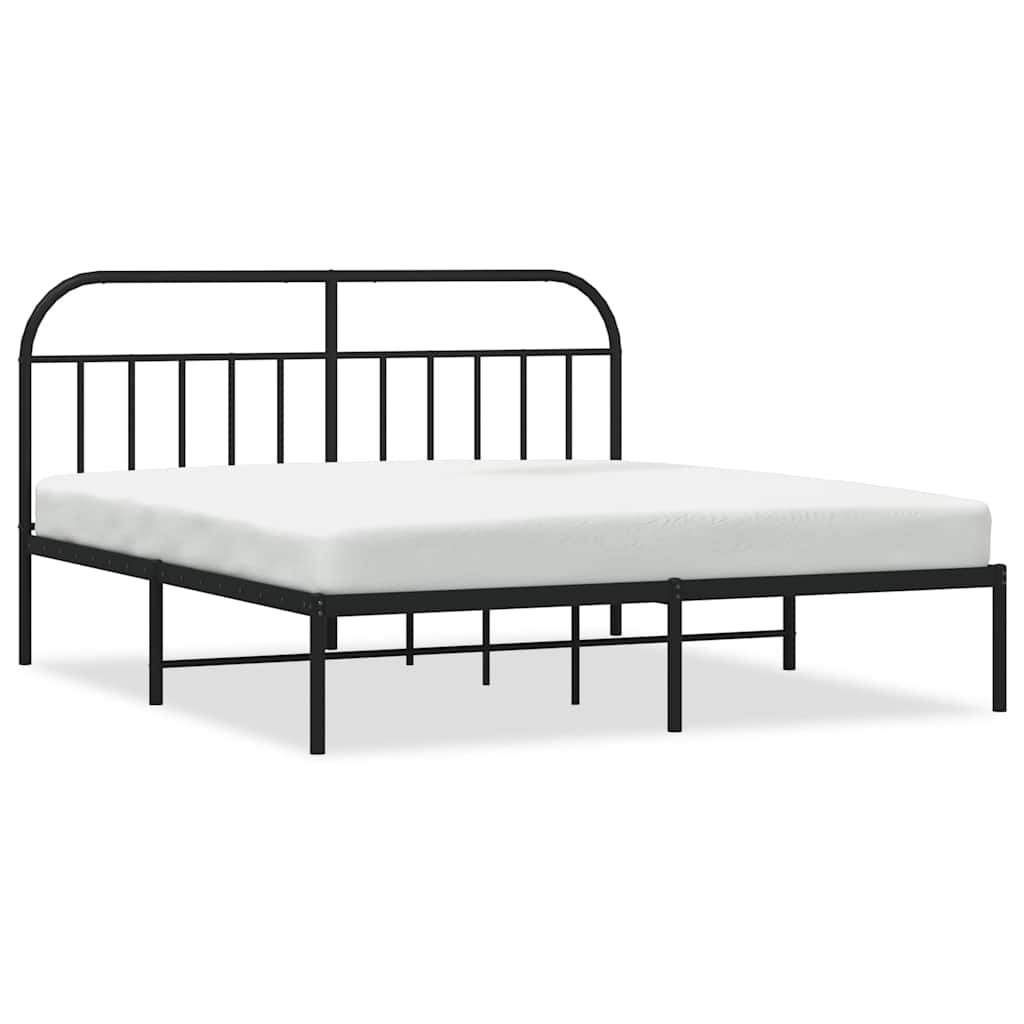 Vidaxl bedframe met hoofdbord metaal zwart 183x213 cm