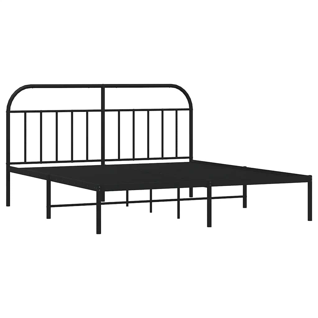 Vidaxl bedframe met hoofdbord metaal zwart 183x213 cm