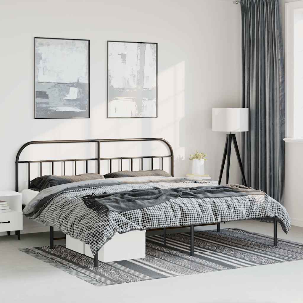 Vidaxl bedframe met hoofdbord metaal zwart 183x213 cm