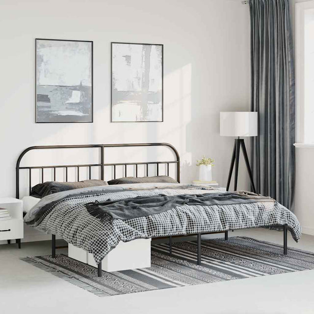 Vidaxl bedframe met hoofdbord metaal zwart 183x213 cm