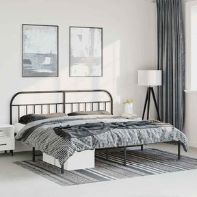 Vidaxl bedframe met hoofdbord metaal zwart 193x203 cm