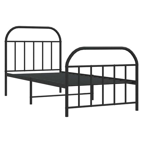 Vidaxl bedframe met hoofd- en voeteneinde metaal zwart 90x190 cm