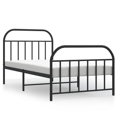 Vidaxl bedframe met hoofd- en voeteneinde metaal zwart 100x190 cm