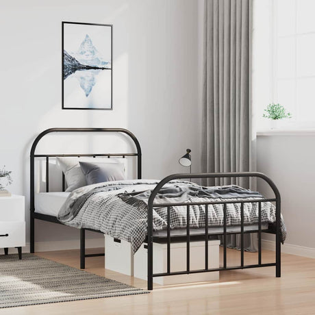 Vidaxl bedframe met hoofd- en voeteneinde metaal zwart 100x200 cm