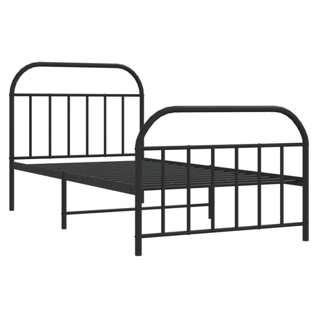 Vidaxl bedframe met hoofd- en voeteneinde metaal zwart 107x203 cm