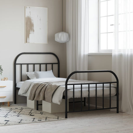 Vidaxl bedframe met hoofd- en voeteneinde metaal zwart 107x203 cm