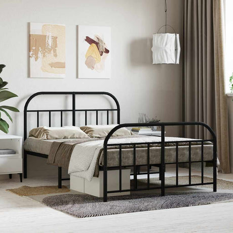 Vidaxl bedframe met hoofd- en voeteneinde metaal zwart 120x190 cm