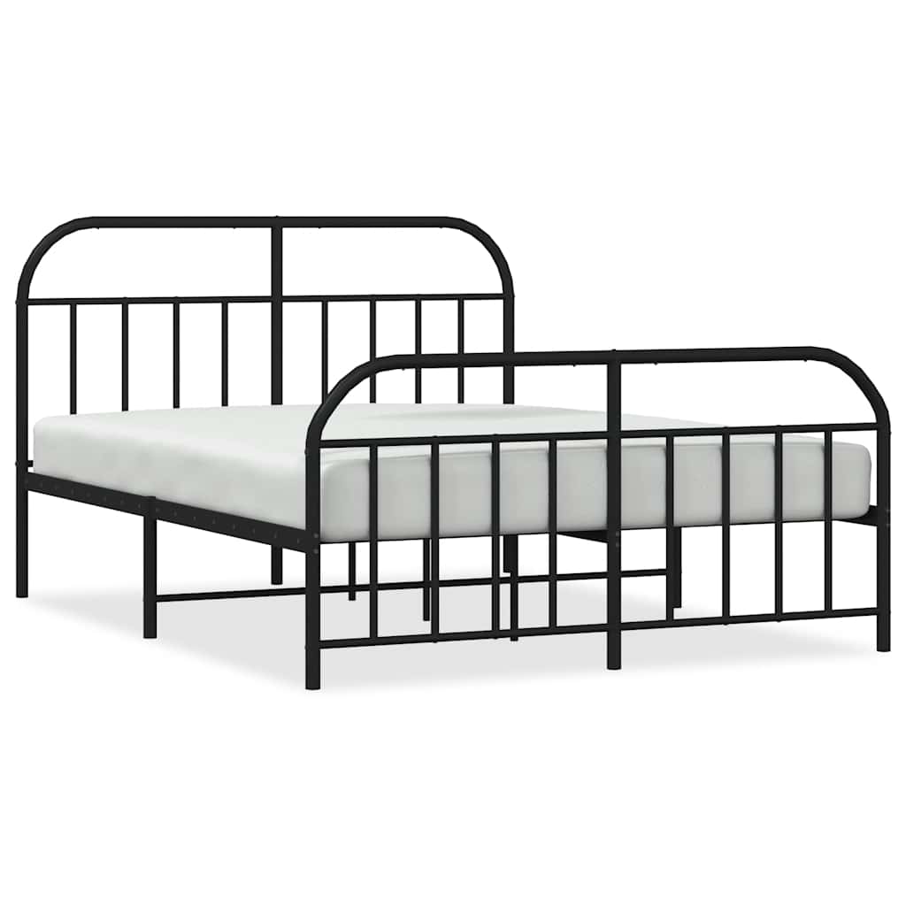 Vidaxl bedframe met hoofd- en voeteneinde metaal zwart 135x190 cm