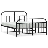 Vidaxl bedframe met hoofd- en voeteneinde metaal zwart 135x190 cm