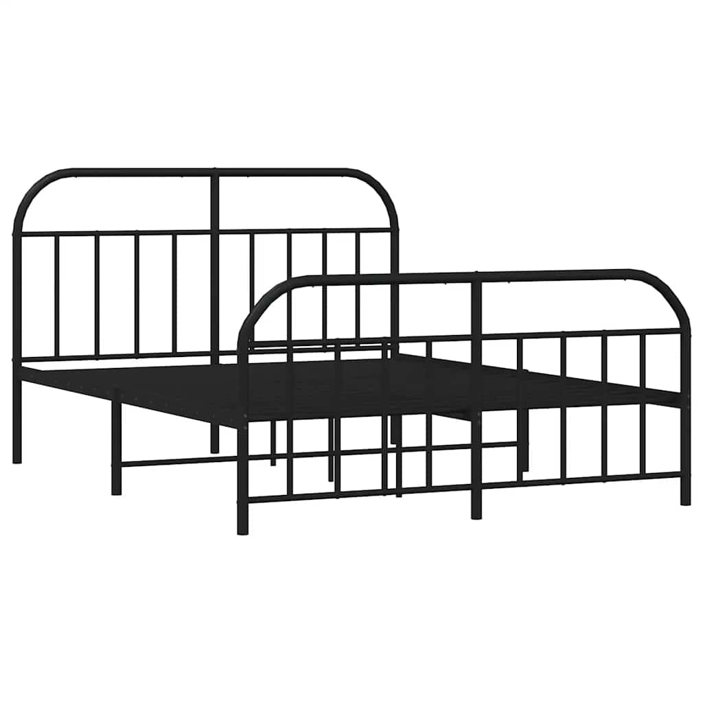 Vidaxl bedframe met hoofd- en voeteneinde metaal zwart 135x190 cm