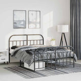Vidaxl bedframe met hoofd- en voeteneinde metaal zwart 135x190 cm