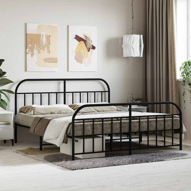 Vidaxl bedframe met voetbord zonder matras metaal zwart 180x200 cm