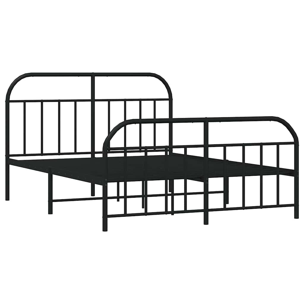 Vidaxl bedframe met hoofd- en voeteneinde metaal zwart 183x213 cm