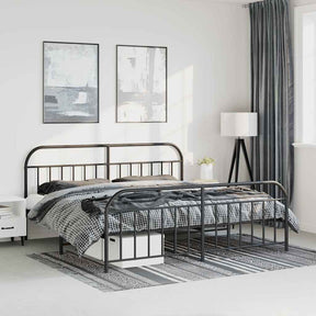 Vidaxl bedframe met hoofd- en voeteneinde metaal zwart 183x213 cm