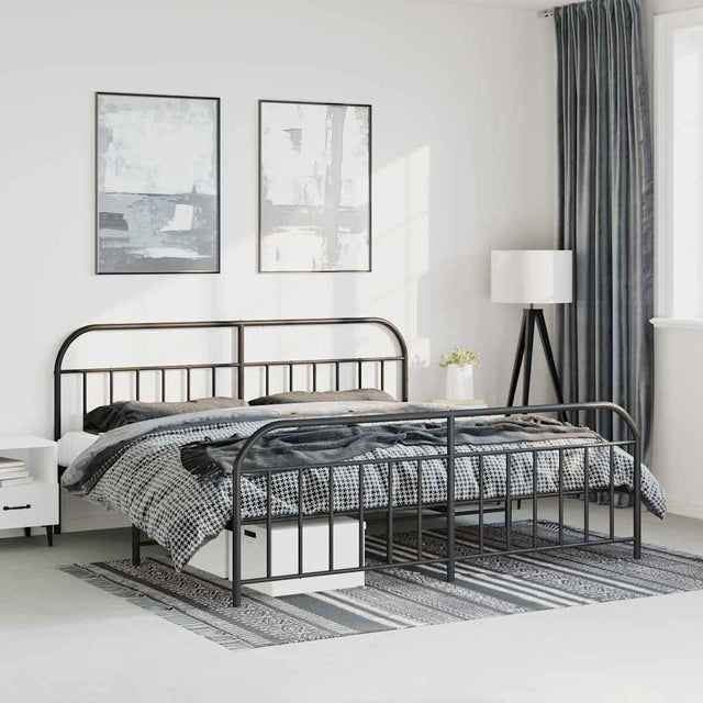Vidaxl bedframe met hoofd- en voeteneinde metaal zwart 183x213 cm