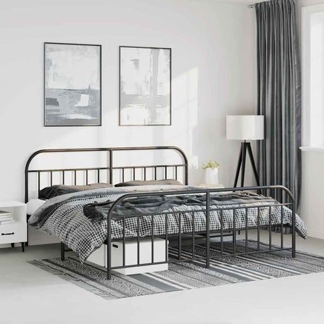 Vidaxl bedframe met hoofd- en voeteneinde metaal zwart 193x203 cm