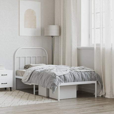 Vidaxl bedframe met hoofdbord metaal wit 90x190 cm