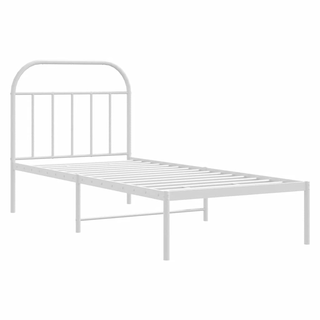 Vidaxl bedframe met hoofdbord metaal wit 90x200 cm