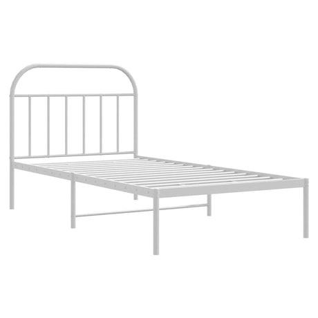 Vidaxl bedframe met hoofdbord metaal wit 100x190 cm