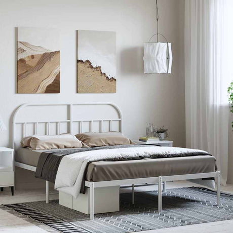 Vidaxl bedframe met hoofdbord metaal wit 150x200 cm