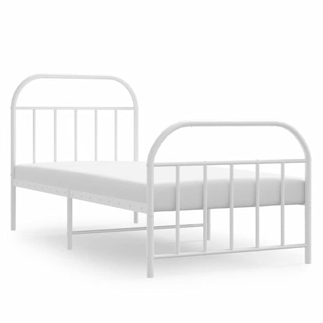 Vidaxl bedframe met hoofd- en voeteneinde metaal wit 90x190 cm