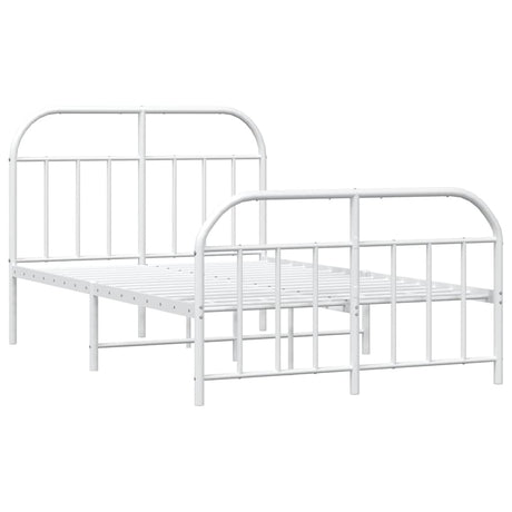 Vidaxl bedframe met hoofd- en voeteneinde metaal wit 120 x 190 cm