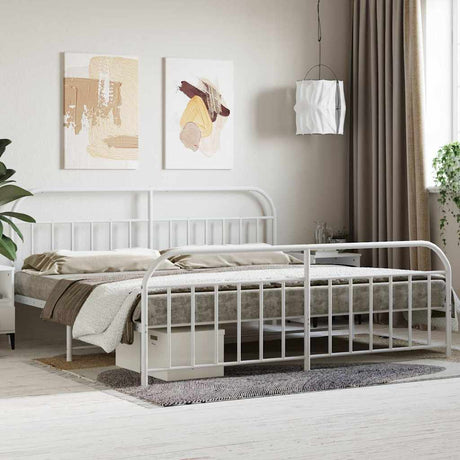 Vidaxl bedframe met hoofd- en voeteneinde metaal wit 200x200 cm