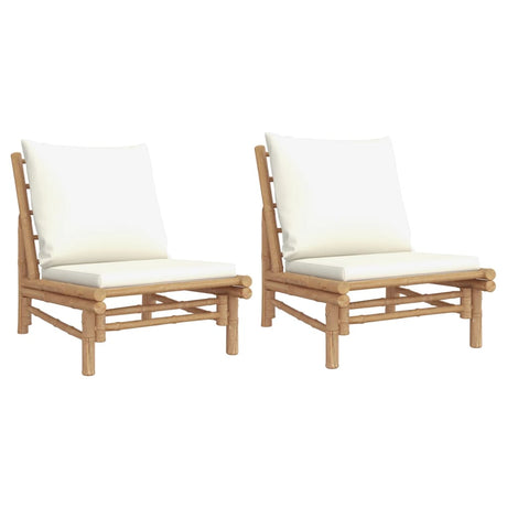Vidaxl tuinstoelen 2 st met crèmewitte kussens bamboe