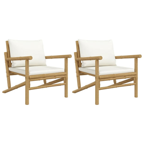 Vidaxl tuinstoelen 2 st met crèmewitte kussens bamboe