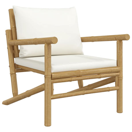 Vidaxl tuinstoelen 2 st met crèmewitte kussens bamboe